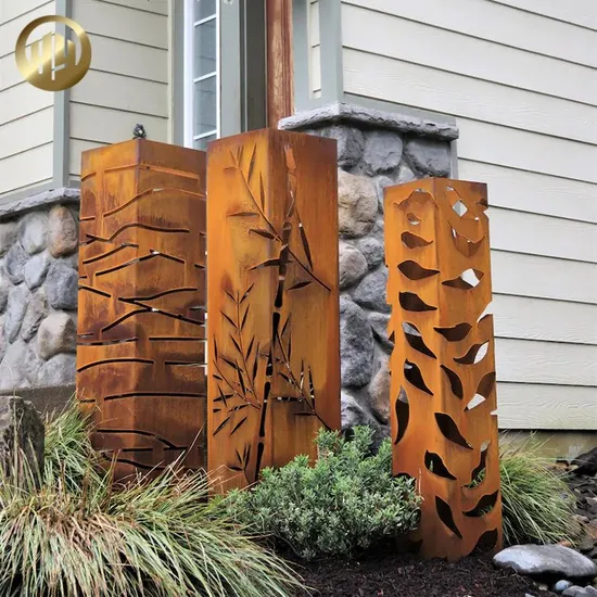 Modern Steel Metal Laser Cur Pattern Rusty Garden Decoration Light Cover