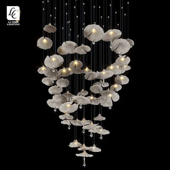 New Product Hanging Pendant Light Hotel Lobby Modern Ceramics LED Chandelier Lamp