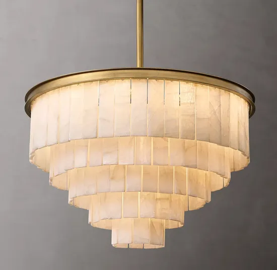Luxury Lamps Home Decor Alabaster Chandeliers Stone Pendant Light Ceiling Glace Calcite Round Chandelier