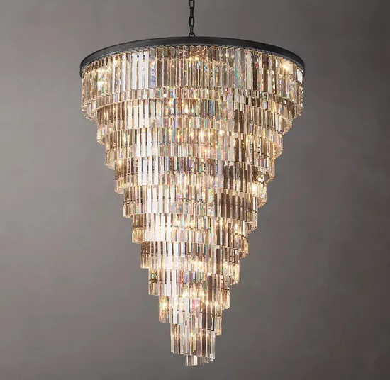American Restoration Hardware Staircase Crystal Tiers Pendant Lamp Helix Chandelier