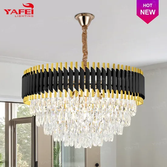 Modern Home Decoration Lighting Circular Iron Crystal Chandelier Luxury Ceiling Chandelier