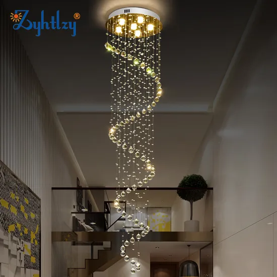 2025 Circular Spiral Ceiling Crystal Chandelier for Living Room Bedroom Stairs Home Lighting 6037