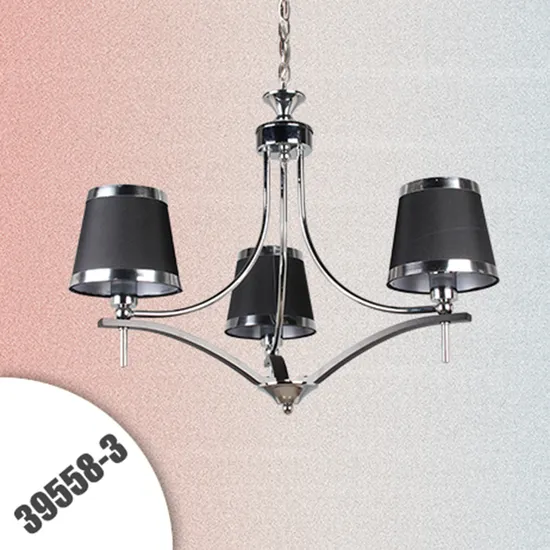 Pendant Light with Elegant Design Fiber Shade Chandlier for Dining Bed Room Chrome Color