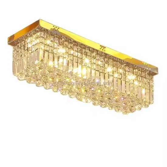 Modern Rectangle Desgn Pendant Lamp Chrome Polished Indoor Crystal Ceiling Light for Home Decor Dinging Room