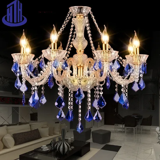 Blue Chandelier European Style Dining Room Lights Color Crystal Lights Living Room Chandelier (814)