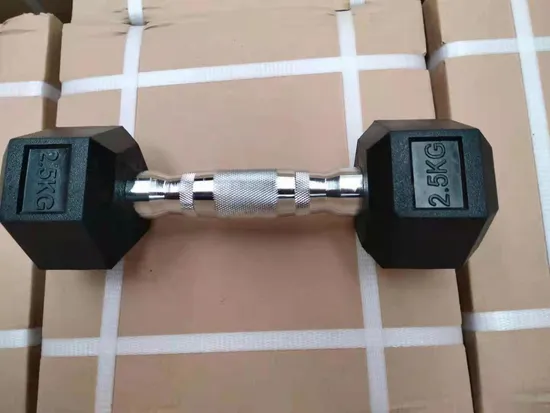 Black Gym Workout Accessories Fixed Rubber Coated Hex Dumbbell for Body Building