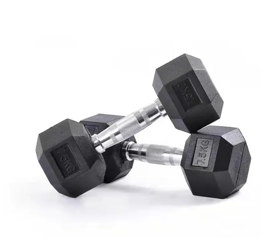 Gym Fitness Body Building Manufacture Strength Power Training Hex Rubber Dumbbells