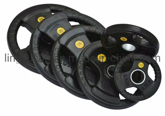 Commercial Strength Gym Fitness Equipment Training Black Rubber Coated Weight Plates L-201