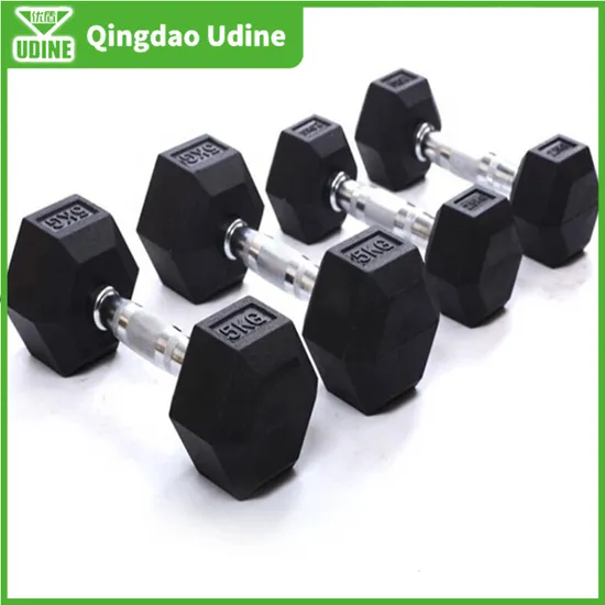 Wholesale Power Training Hexagonal Black Dumbbell Weight Lifting Rubber Coated Hex Dumbbell for Muscle Toning, Full Body Workout, Home Gym