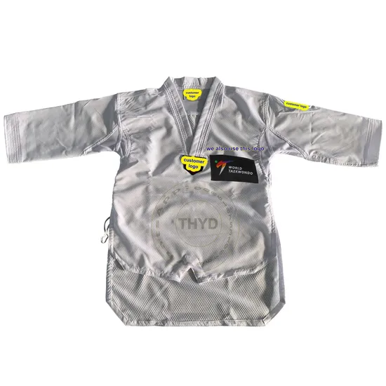 Gyeorugi Wtf Professional Adi Elastic Raindrops Pattern White Collar Taekwondo Uniform Taekwondo Dobok