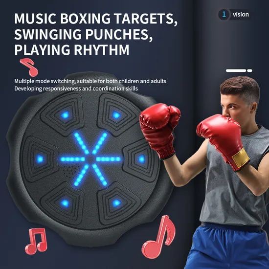 Hot Selling Home Fitness Adjustable Rubber Boxing Target Train Target Music LED Light Wall Mounted Free Standing Boxing Target
