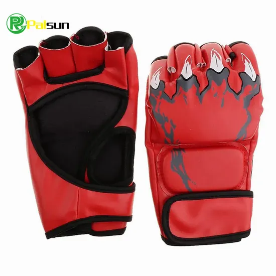 Customized Logo Training Professional Kick Boxing MMA Martial Art Bjj Grappling Half Finger Gloves Mitts Sparring Glove