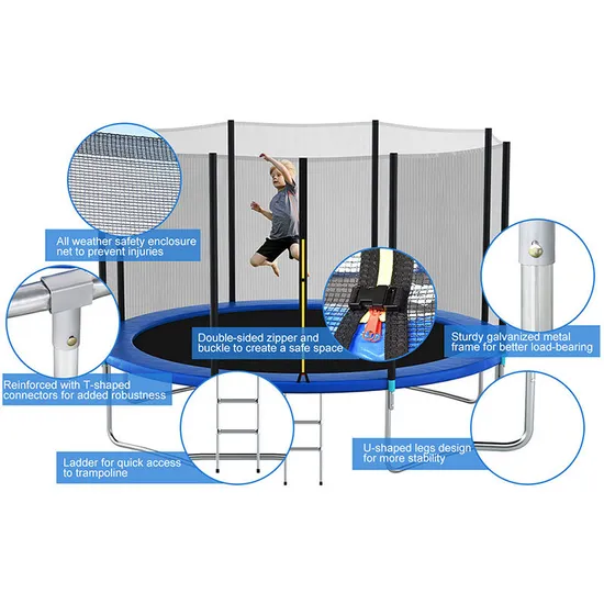 10/12/14/15FT Children Large Trampoline Exercise Indoor Parts Trampoline Outdoor