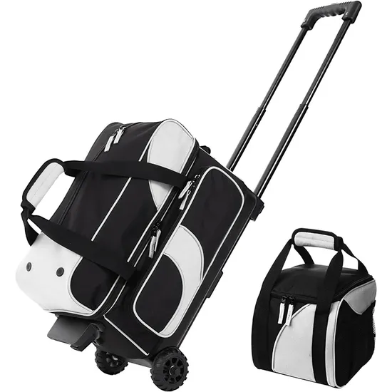2 Ball Double Roller Trolley with Compartments for Bowling Equipment and Shoes
