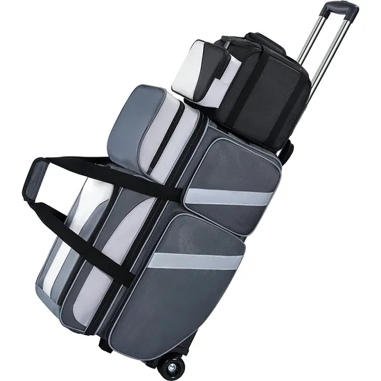 Custom Logo Wheeled 4 Ball Bowling Bag with Shoes Compartment Bowling Equipment