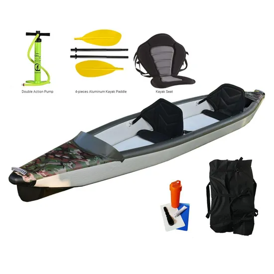 2022 Light Weight 2 Person Inflatable Fishing Drop Stitch Inflatable Kayak Boat