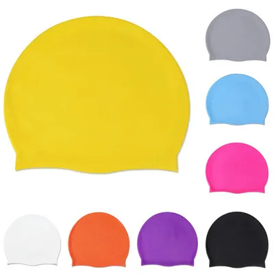 Custom Logo Silicon Waterproof Swimming Caps Protect Ears Long Hair Sports Swim Pool Hat Swimming Cap