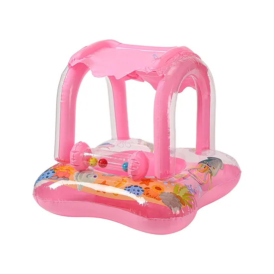 Inflatable Baby Set Summer Swim Ring with Sunshade Float Water Sports Toy Child Swimming Pool Rings Safe PVC Children Floating Summer with Canopy