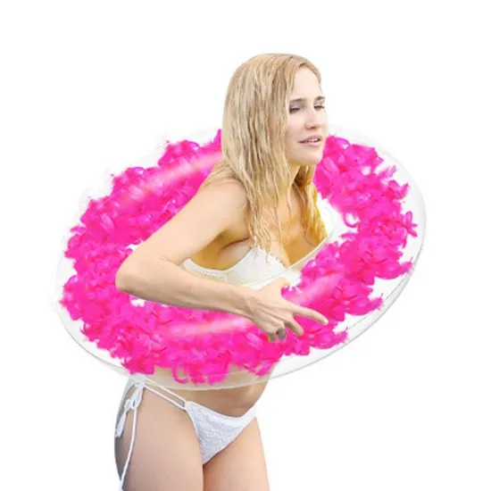 Floating Ring Transparent Swimming Ring with Feather Decoration Float Inflator Lightweight Air Leakage Esg20882