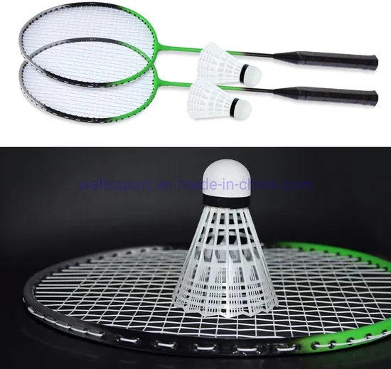 Portable Complete Badminton Net Stand Set Storage Box Base with 2 Battledores 2 Shuttlecocks