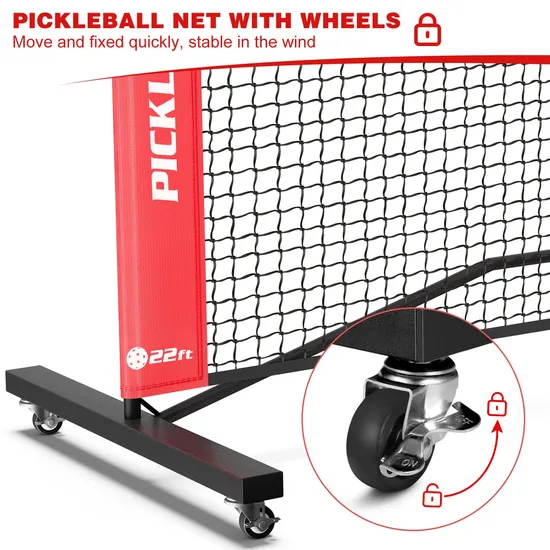Low Price Pickleball Net with Wheels, Heavy Duty 11feet Pickleball Net, Custom Portable Pickleball Net Manufacturer China
