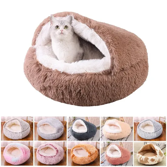 Cozy Plush Shell-Shaped Pet Bed for Cats and Dogs