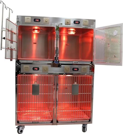 Stainless Steel ICU Treatment Veterinary Animal Pet Incubator Oxygen Heating Cage Dog Cat Animal 6 Sets Cage for Veterinary Hospital/Clinic