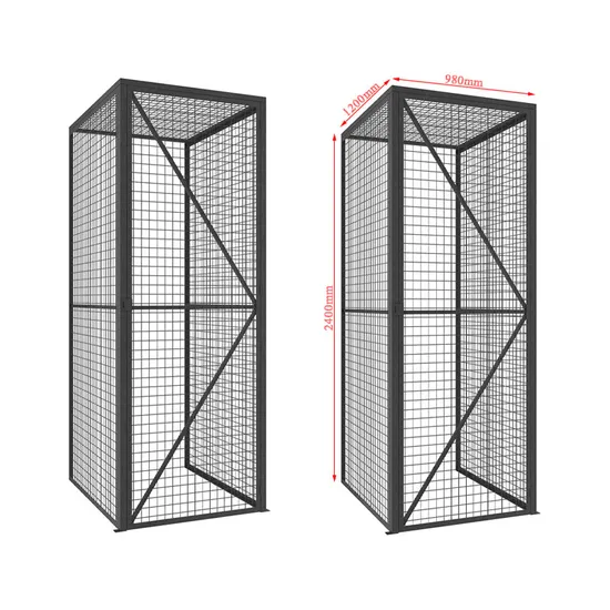 Horizontal and Vertical Wire Mesh Bike Storage Locker with Mesh Ceiling