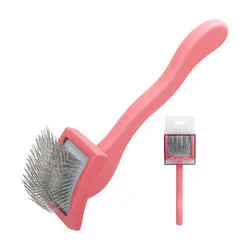 High Quality Manufacturer Wooden Pet Slicker Brush with Soft Massage Grooming Stainless Steel Pins Pet Long Slicker Brush