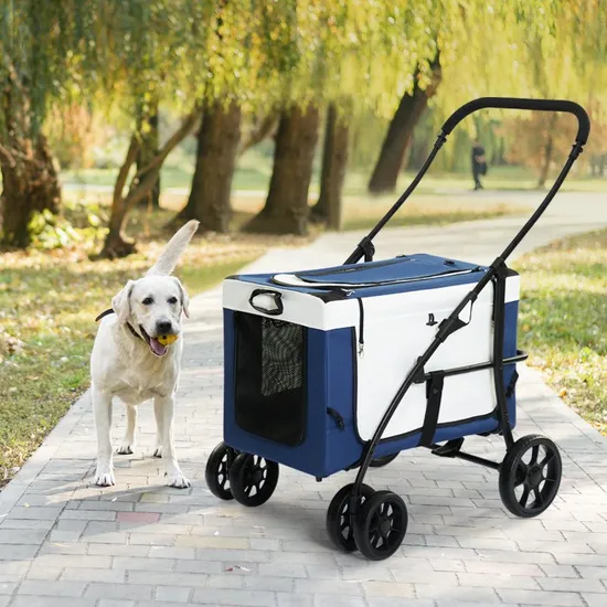 Luxury Foldable Pet Carrier Bag Travel 4 Wheels Dog Cat Carrier Trolley Pet Stroller Detachable Pet Carrier Bag Pet Dog Cat Carrier Outdoor Use Carrier