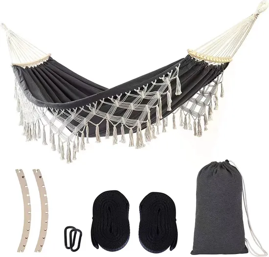 Double Portable Fringe Hammock with Accessories