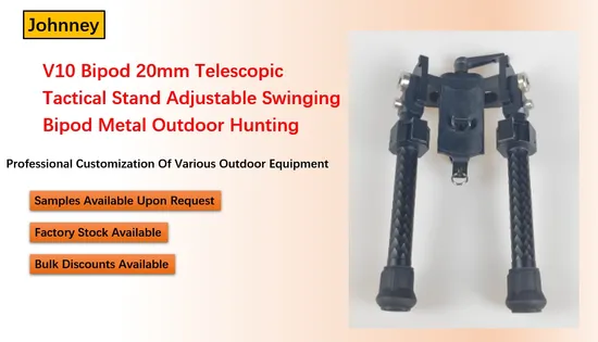 V10 Bipod 20mm Telescopic Tactical Stand Adjustable Swinging Bipod Metal Outdoor Hunting