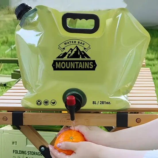 8L Portable Water Storage Bag for Camping and Hiking Pet Collapsible Water Carrier with Spigot and Handle BPA-Free Large Capacity Outdoor Water Container