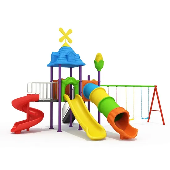 Outdoor Slide Swing Combination Customized Size Outdoor Kids Amusement Equipment Plastic Slide