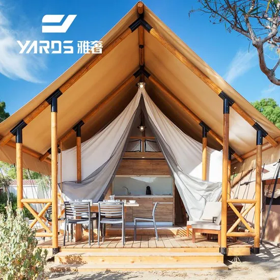 Luxury Summer Winter Outdoor Waterproof Glamping Safari Tent with Attic and Bathroom