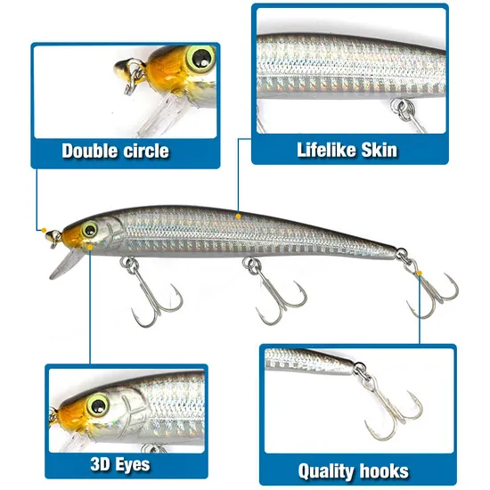 Topwin Fishing Lures H032 Pencil Popper Flash Flake Attract Fish with Realistic Lifelike Design