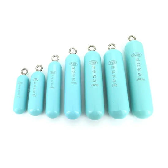 500g-6800g Deep Sea Cylinder Fishing Sinker Steel Alloy Coated Fishing Weight