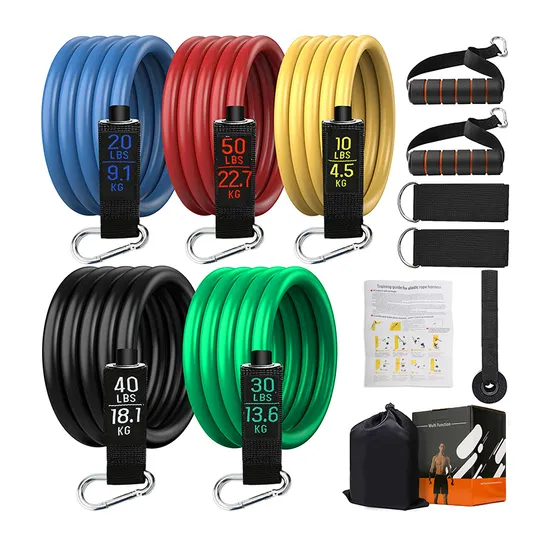 Amazon Best Seller Full Body Exercise Family Fitness 100lbs 150lbs 300lbs 11 Pieces Resistance Band Set