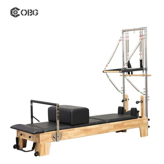 Wholesale Customizable Colors and Logo Reformer Pilates Machine High Quality Yoga Machine Oak Wood Reformer Pilates with Half Tower