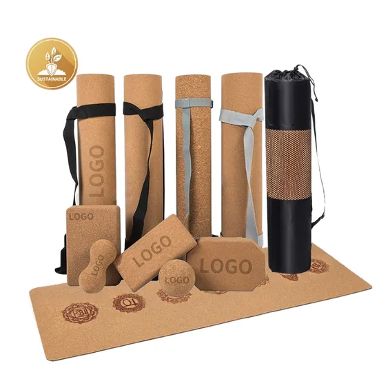 High Quality Durable Recycle Custom Logo Printed Non Slip 6mm Wholesale Thick Eco-Friendly Natural Cork Rubber Yoga Mat