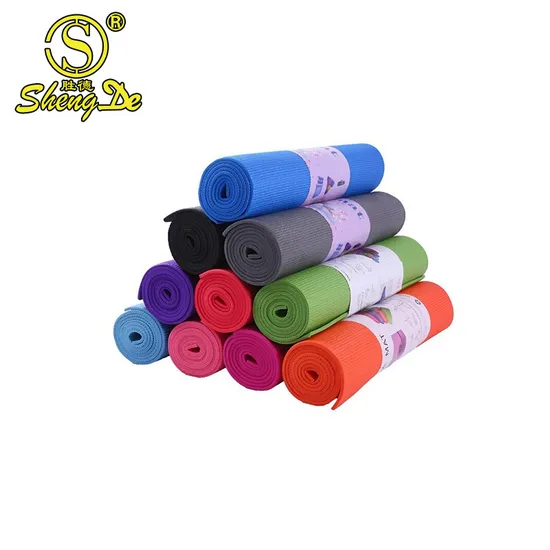 Wholesale Gym Eco-Friendly Fitness Home Custom Print 4mm 6mm High Density Roll PVC Foam Yoga Mat with Carrying Strap