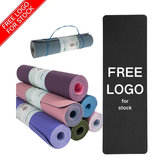 Exercise Workout Sports Non Slip Custom Eco Friendly Sustainable Biodegradable Fitness Yoga Matt Recyclable Black TPE Yoga Mat