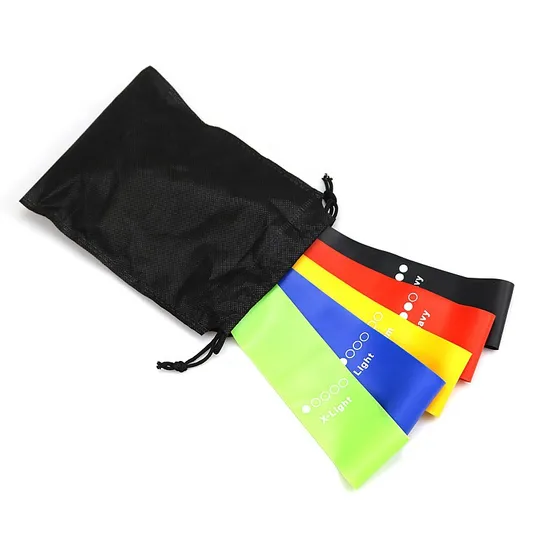 Stretch Bands with 5 Resistance Levels Dynamometer and Black Carry Bag
