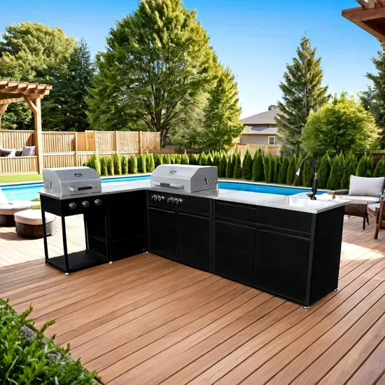 New BBQ Grill Camping BBQ Kitchen Outdoor Set Outdoor Kitchen Cabinets BBQ Island with Sink