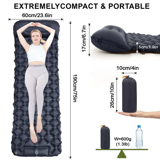 Outdoor Pad Inflatable Camping Self-Inflating Mat TPU Nylon Air Mattress Pad