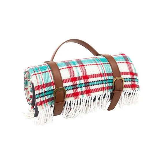 Blanket Beach Mat with Tassels Stripe Customization Multifunctional Picnic Blanket