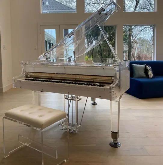 Acrylic Grand Piano Modern Style with Colorful LED Lights