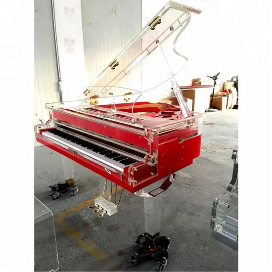 Custom 168cm Clear Crystal Baby Grand Piano with Acrylic Piano Bench for Sale OEM Acoustic Digital Upright Piano