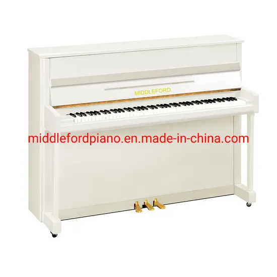 Middleford White Upright Piano 110cm with Wooden Piano Bench