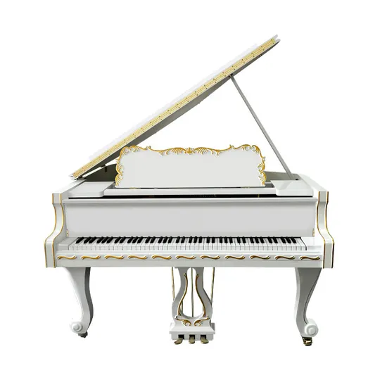 Custom Classic Europe Style White Grand Piano with Delicate Flower Curving